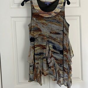 Cool too by Vivienne Tam in blue, gray, tans and browns.